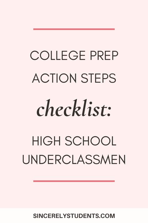 Start preparing for college as a high school underclassmen now! Check out this detailed college planning checklist to fully prepare for college now! #collegeprep Preparing For College, Prep Checklist, Prepare For College, College Checklist, School Advice, High School Advice, College Planning, Student Hacks, Planning Checklist