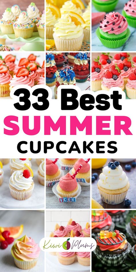 Indulge in these refreshing summer cupcakes. From fruity favorites like lemon cupcakes and strawberry cupcakes to beach-themed cupcakes and tropical cupcakes, these summer desserts are perfect for your summer parties and gatherings. Get creative with cupcake decorations and turn your summer treats into a visual delight. These refreshing and fun summer cupcake ideas will be the highlight of the event. Try these easy-to-make tropical desserts and make your summer dinner party even more memorable. Summer Cupcake Ideas, Summer Themed Cupcakes, Cake Icing Tips, Fruity Cupcakes, Summer Cupcake, Easy Summer Snacks, Tropical Cupcakes, Tropical Desserts, Summer Dinner Party