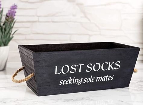 Lost Socks Basket, Lost Socks Sign, Sock Basket, Laundry Room Hamper, Wooden Laundry Hamper, Black Laundry Basket, Basket For Laundry, Laundry Room Farmhouse, Sock Ideas