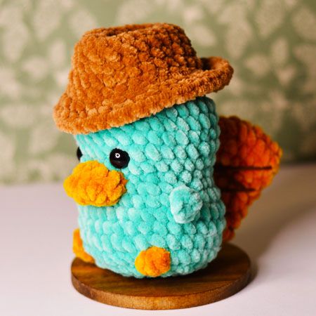 Platypus with Hat Free Amigurumi Crochet Pattern Crochet Platypus Pattern, Parry The Platypus Crochet, Crochet Ostrich Free Pattern, Crochet Perry The Platypus Pattern, Pikmin Crochet Pattern Free, Platypus Crochet Pattern Free, Perry The Platypus Crochet Pattern, Quick Amigurumi Pattern Free, Perry The Platypus Crochet