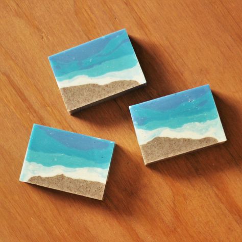 Coppertone Sunscreen, Ocean Soap, Soap Design Ideas, Cold Process Soap Designs, Beach Soap, Soap Photography, Cold Pressed Soap, Soap Design, Cold Process Soap Recipes