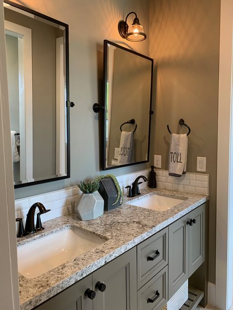 Half Backsplash Bathroom, Bathroom Sink With Backsplash, Bathroom With Backsplash Wall, Half Bathroom Backsplash Ideas, Short Backsplash Bathroom, Bathroom Vanity Backsplash Ideas Diy, Tiled Backsplash Bathroom Vanity, Backsplash For Bathroom, Vanity Backsplash Ideas Tile