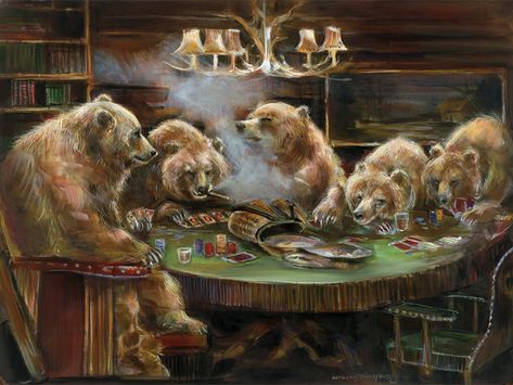 Honey Heist, Hard Images, Spectacled Bear, Bear Poster, Sloth Bear, Poker Game, Bear Illustration, Bear Pictures, Limited Edition Giclee