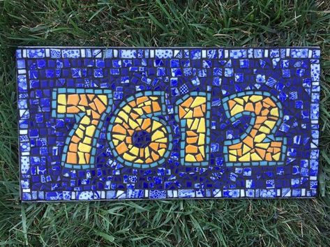 Mosaic Street Number Plaque Mosaic Letters, Shower Mosaic, Mosaic Backsplash Kitchen, Mosaic Table Top, Colored Mirror, Mosaic Supplies, Irregular Shapes, Mosaic Ideas, Mosaic House