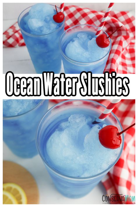 Ocean Water Slushies Ocean Water Drink, Sonic Ocean Water, Alcoholic Milkshake, Ocean Stuff, Malibu Coconut, Slushie Recipe, Summer Drinks Alcohol, Coconut Syrup, Perfect Summer Drink