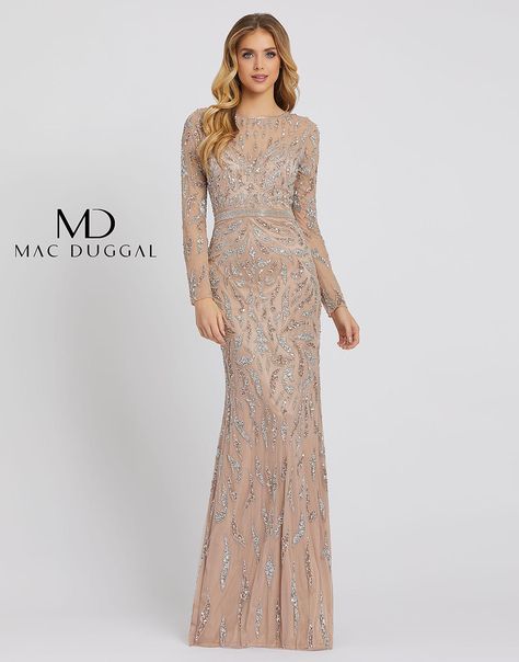 Mom Wedding Dress, Mac Duggal Dress, Evening Dress Collection, Long Sleeve Evening Gowns, Mother Of The Bride Gown, Long Sleeve Evening Dresses, Bride Gowns, Mac Duggal, A Line Gown