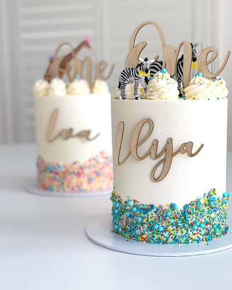 𝑺𝒖𝒈𝒂𝒓 𝒂𝒏𝒅 𝑪𝒓𝒖𝒎𝒃𝒔 on Instagram: “✨TWINS BIRTHDAY ✨  Throwback to these sweetest cakes made for most beautiful twins Ilija and Iva✨  Custom made names and toppers by…” First Birthday Cake For Twins Boy And Girl, Twins Birthday Cake Ideas, Birthday Cake For Twins Boy And Girl For Kids, Cake For Twins Girls Birthday, Birthday Cake For Twins, Twin Cakes, Twin Cake Smash, Birthday Cake Write Name, Twin Birthday Cakes