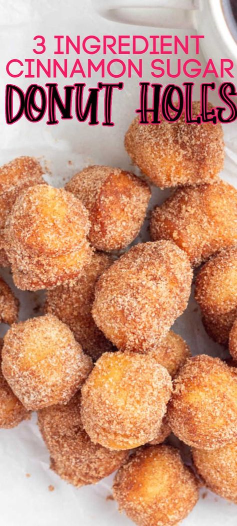 Discover how to make delicious Cinnamon Sugar Donut Holes with just 3 simple ingredients: refrigerated biscuits, cinnamon, and sugar. Perfect for breakfast or a snack! Easy Donut Holes, Sugar Donuts Recipe, Cinnamon Sugar Donut Holes, Donut Hole Recipe, Biscuit Donuts, Doughnut Recipe Easy, Easy Donut Recipe, 3 Ingredient Desserts, Homemade Donuts Recipe