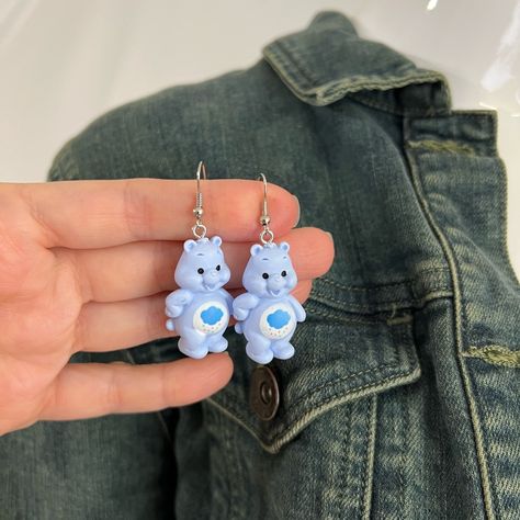 Blue Earrings Care Bears Earrings Bear Earrings Rainbow Care Bear Blue Earrings Handmade With Love From Mi Light To Yours.. Material: Acrylic Bears Alloy Elements. Measurements: Total Length: 2” Approximately Bear Length: 1.3” Approximately Diameter Bear: 0.8 “Approximately. Designed And Hand Made By Johanna Moreno On Instagram As @Jmodesignsworld Www.Chictulipboutique.Com Always Ships Ready For Gift Giving. Rainbow Care Bear, White Tassel Earrings, Pink Crystal Earrings, Handmade Candy, Bear Earrings, Safety Pin Earrings, Natural Stone Earrings, Christmas Bead, Earring Holder