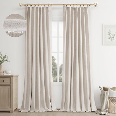 Ivory Linen Curtains, Tan Curtains Bedroom, Beige Drapes Living Room, High Curtains Bedroom, Two Pages Curtains, Linen Drapes Bedroom, Brown Curtains Living Room, Curtain Designs Living Room, Amazon Curtains