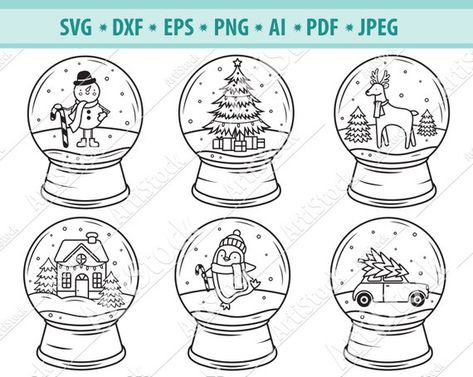 Snow Globe Svg Glass Snowball Svg Winter Scene Svg - Etsy Australia Snow Globe Svg, Snow Globe Doodle, Snow Globe Drawing, Globe Drawing, Ball Drawing, Deer Silhouette, Christmas Cut Files, Winter Svg, Christmas Snow Globes