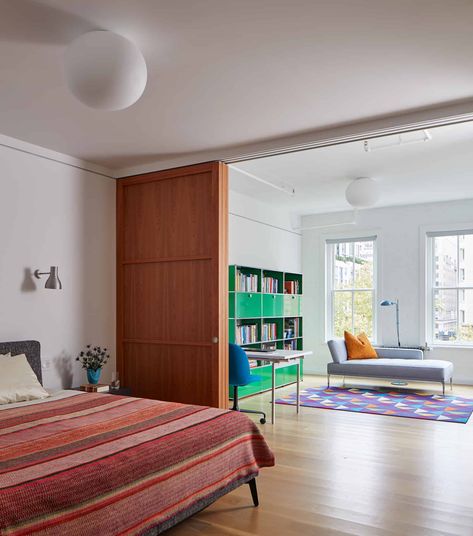 Tribeca Bedroom | Sliding Walls, Doors, and Room Dividers | Raydoor Wood Partition Design, Partition Design Ideas, Sliding Walls, Sliding Door Room Dividers, Master Remodel, Wood Partition, Door Dividers, Home Interior Design Ideas, Sliding Room Dividers