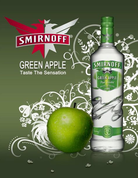 Smirnoff Ice mock ad designed by The B Spot. http://www.bspotdesign.com Smirnoff Black, Smirnoff Green Apple, Smirnoff Bottle, Green Apple Vodka, Smirnoff Raspberry, Apple Vodka, Alcohol Spirits, Smirnoff Ice, Smirnoff Vodka