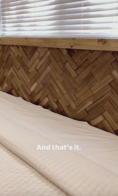 Transforming your basic Ikea bed into a stunning Pottery Barn-inspired bed with a DIY herringbone headboard is easier than you think. Diy Herringbone Headboard, Herringbone Headboard, Ikea Bed Frames, Herringbone Bedding, Pottery Barn Diy, Clean Kitchen Cabinets, Herringbone Wood, Pottery Barn Inspired, Ikea Bed