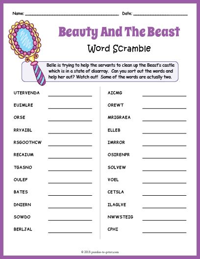 FREE Beauty And The Beast Word Scramble - great for a Beauty and the Beast themed birthday party. #beautyandthebeast #birthdaypartyideas #partygames Fun Library Activities, Disney Word Search, Harry Potter Words, Beauty And Beast Birthday, Disney Activities, Disney Word, The Beauty And The Beast, Kids Wedding Activities, Beauty And The Beast Party