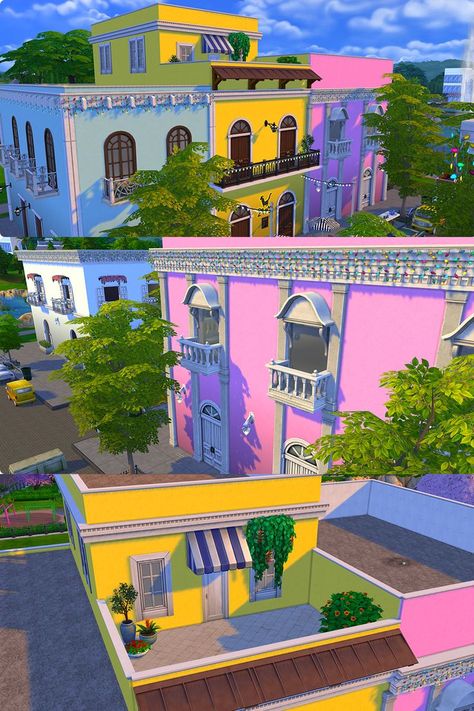 The Sims 4 Old San Juan Spanish Colonial Exterior, Colonial Exterior, Old San Juan, Spanish Colonial, Puerto Rican, Puerto Rico, Sims 4, Times Square, Exterior