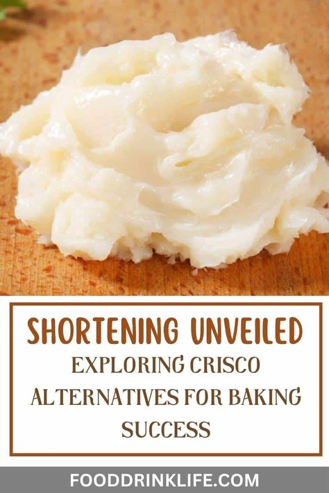 Shortening substitute explored for baking success. Shortening Bread, Shortening Substitute, Healthy Baking Substitutes, Fancy Dinner Party, Cooking Bacon, Baking Substitutes, Healthier Options, Dinner Party Recipes, Vegan Alternatives