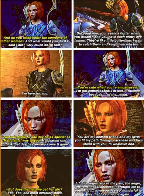 Leliana romance in origins. Gah I love her so much. My favorite dragon age character by far. Leliana X Female Warden, Warden X Leliana, Leliana Romance, Dragon Age Leliana, Leliana Dragon Age, Hero Of Ferelden, Dragon Age Memes, Dragon Age Romance, Dragon Age Characters