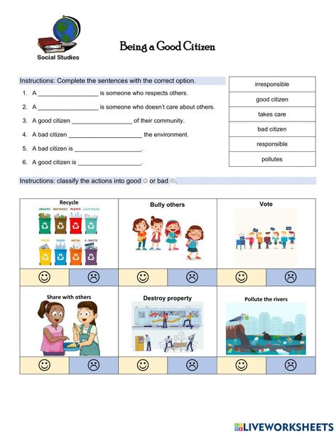 Being A Good Citizen, Citizenship Activities, Global Citizenship, Values Education, Social Studies Worksheets, Social Studies Elementary, Good Citizen, Teaching Social Studies, Formative Assessment