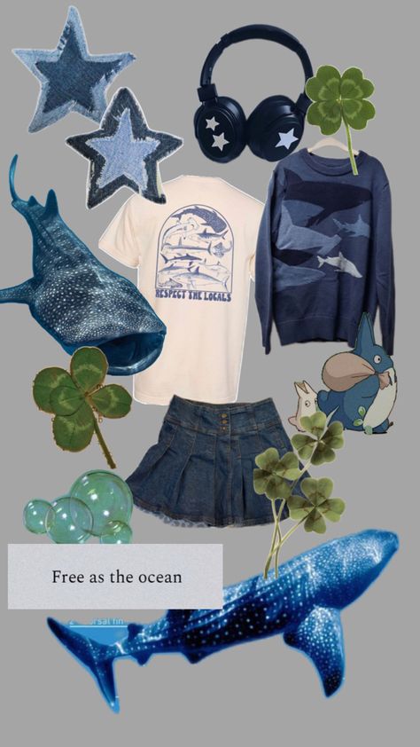 another experimental collage 🥰 #shark #whale shark #aesthetic #outfit Orca Inspired Outfit, Whale Shark Outfit, Whale Shark Aesthetic, Ocean Fits, Silly Outfits, Shark Outfit, Shark Whale, Shark Costume, Shark Girl