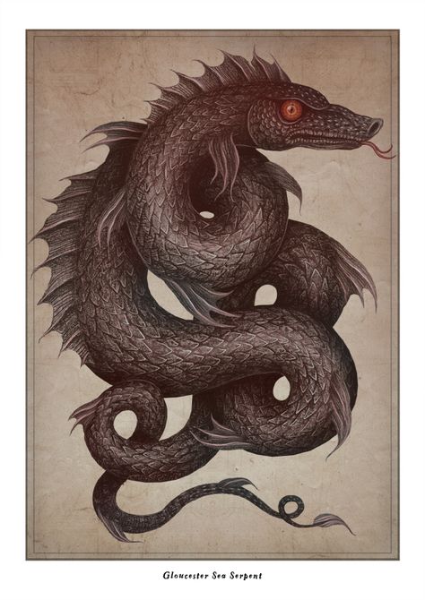 Monster Tattoo, Lake Monsters, Navi A Vela, Sea Serpent, Sea Monster, Mythical Beast, Drawing Inspo, Sea Monsters, Gloucester