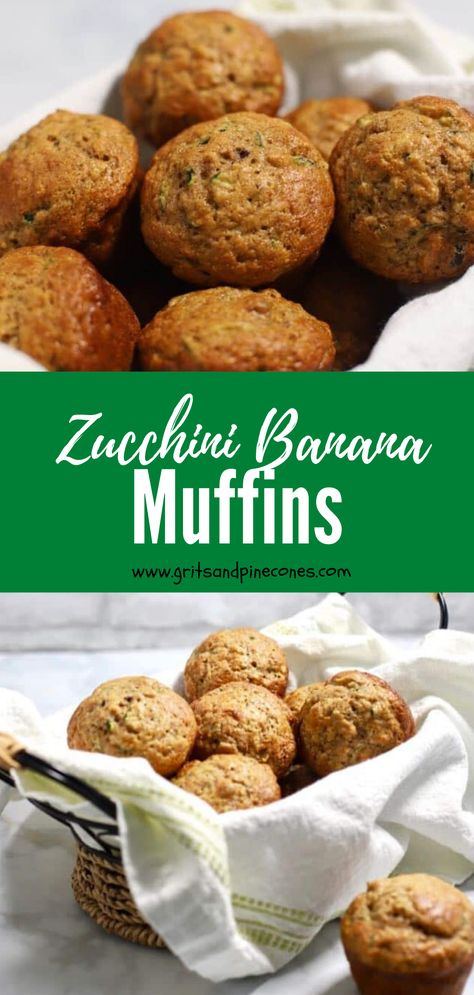 Zucchini Banana Muffins, packed with veggies and fruit, are moist and low-fat muffins perfect for a breakfast on the go or an after-school snack. #zucchini #muffins #snack #breakfast #healthy #lowfat Weight Watchers Zucchini Muffins, Low Fat Zucchini Recipes, Low Fat Banana Muffins, Low Fat Muffin Recipes, Snack Vegetables, Zucchini Banana Muffins, Low Fat Muffins, Health Fruits, Low Fat Breakfast