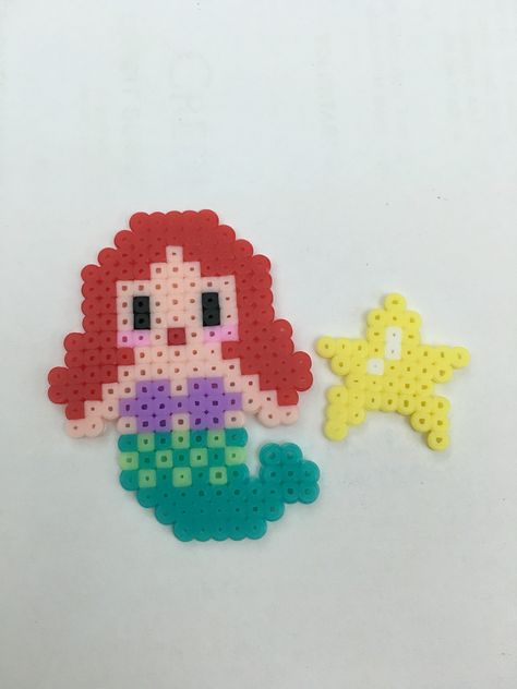 Hama beads disney princess my little mermaid Hama Beads Disney, Art Perle, Hama Beads Design, Fusion Beads, Perler Crafts, Diy Perler Bead Crafts, Hama Beads Patterns, Diy Perler Beads, Melting Beads