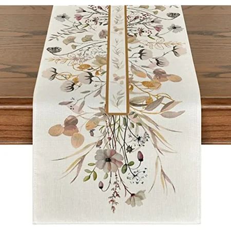 Includes: 1x linen table flag [QUALITY MATERIAL]:Our tablecloth is made of durable linen, soft and durable, protects the table surface from hot pans, scratches and spills. In addition, it doesn't shrink or fade and it's machine washable, making it a great investment. [SPRING DESIGN] Bring spring into your home with our exquisitely detailed decorative tablecloths that are sure to brighten any room. Our tablecloths are designed by professionals and are available in a variety of sizes and colors. T Outdoor Table Decor, Fall Table Runner, Pumpkin Table Runner, Thanksgiving Kitchen, Autumn Dining, Dining Table Decoration, Tafel Decor, Feuille Eucalyptus, Fall Table Runners