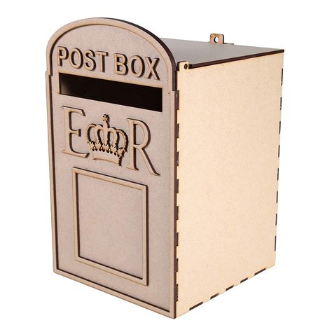 Wedding Post Box, Royal Mail Styled, Flat Pack, Unpainted MDF for Cards etc: Amazon.co.uk: Kitchen & Home Diy Wedding Post Box, Wedding Card Post Box, Glitter Spray Paint, Wedding Post Box, Wedding Post, Wedding Card Box, Diy Money, Post Box, Card Box Wedding