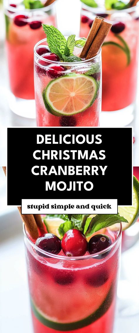 Image for Delicious Christmas Cranberry Mojito Cranberry Mojito, Unsweetened Cranberry Juice, Christmas Cranberry, Refreshing Cocktail, Mojito Recipe, Frozen Cranberries, Festive Drinks, Ingredient Substitutions, Cherry Tart