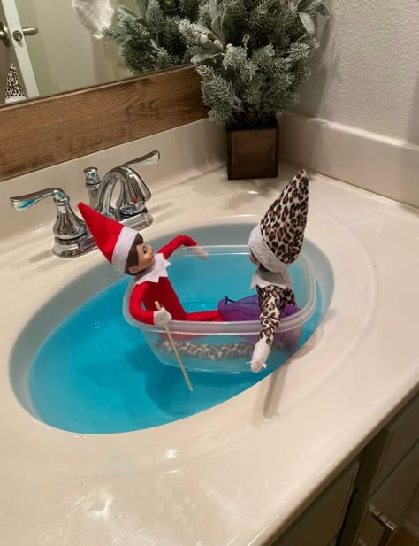 Elf On Shelf Frozen Ideas, Elfo Travieso Ideas, Elves Were Back, Elf And Reindeer Ideas, Lazy Elf On The Shelf Ideas Funny, Elf Exit Ideas, December 1st Elf On The Shelf, Easy Elf Idea, Elf On The Shelf House Ideas