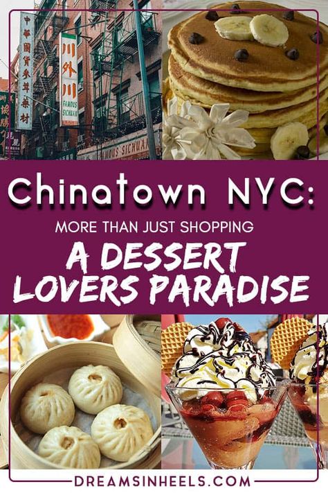 I know that when you think of Chinatown in New York City, your thoughts might immediately wander to exotic fruit markets, cheap shopping and authentic Chinese food.  But, my favorite thing to do when I’m in Chinatown is to follow my sweet tooth, and luckily my friend is always willing to be my partner in crime! Here’s a list of the best dessert places in #Chinatown #NYC for you, if you’re looking for something sweet and often unique treats. #nycfood #newyork #newyorkcity #desserts Nyc Experiences, Nyc Chinatown, Chinatown New York, Usa Culture, Unique Treats, Mexican Garden, Cultural Food, Travel Nyc, Chinatown Nyc