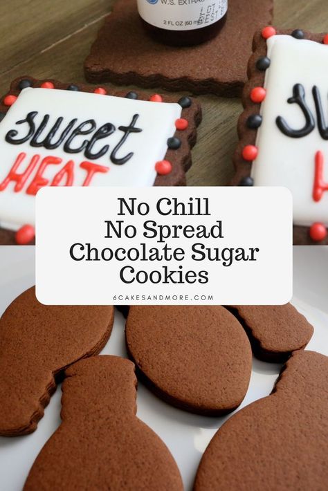 No Chill No Spread Chocolate Sugar Cookies Burger Vegetarian, Chocolate Sugar Cookie Recipe, Cut Out Cookie Recipe, Chocolate Sugar Cookies, Cutout Sugar Cookies, Cookies Chocolate, Christmas Sugar Cookies, Iced Cookies, Cut Out Cookies