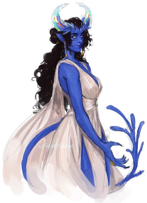 Blue Tiefling, Pathfinder Character, Dungeons And Dragons Art, Dungeons And Dragons Characters, Dnd Art, Fantasy Concept Art, Ethereal Art, Dnd Characters, Character Portraits