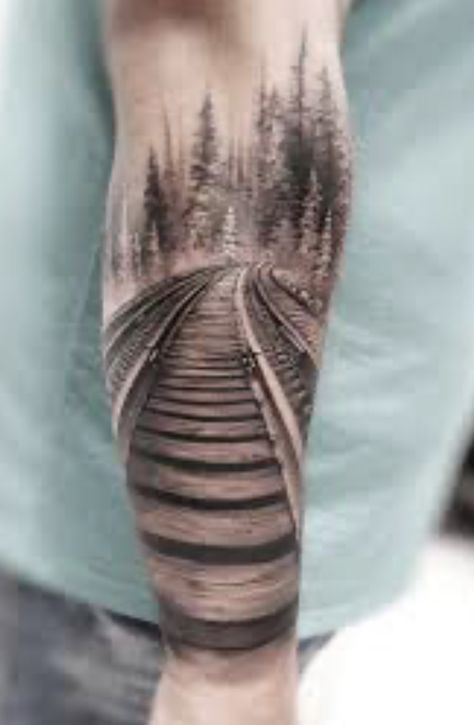 Railroad Tattoo, Track Tattoo, Family Tattoo, Leg Sleeve, Hand Tattoos For Guys, Leg Sleeves, Family Tattoos, Forearm Tattoo, Chest Tattoo