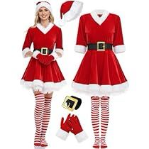 Womens Santa Costume, Striped Thigh High Socks, Fancy Christmas, Santa Dress, Kostum Cosplay, Red Costume, Santa Costume, New Year Eve, Santa Suits