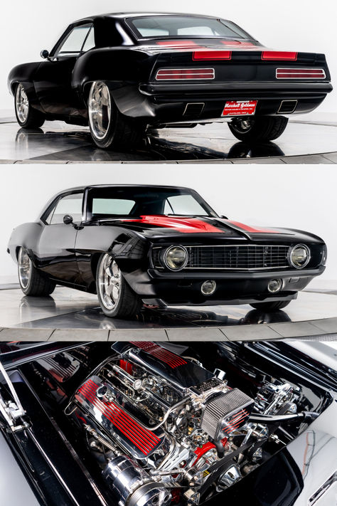 Explore a excelência sobre rodas com o Chevrolet Camaro Restomod 1969 em preto e interior preto. Um ícone de personalização com apenas 47 quilômetros desde a conclusão, apresentando um exterior meticulosamente elaborado, um interior luxuoso e um coração pulsante de potência. Chevrolet Camaro Ss 1969 Wallpaper, Red Camaro Wallpaper, Black Camaro Convertible, Black And Red Camaro, Chevrolet Camaro 1969, Camaro 1969, Chevrolet Camaro, Exterior, Quick Saves