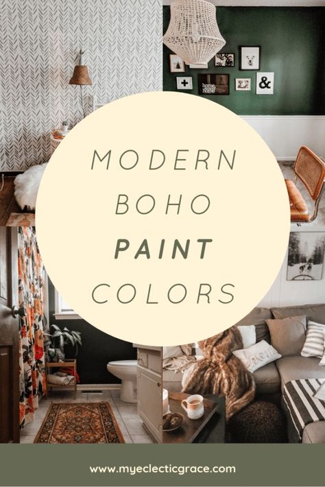 One blogger with a modern boho house shares all the paint colors she used to pull together her eclectic home! Modern Boho Paint Colors, Modern Boho House, Boho Colorful Living Room, Boho Paint Colors, Dekorasi Bohemia, Modern Boho Living Room, Colourful Living Room Decor, Boho Interior Design, Colourful Living Room