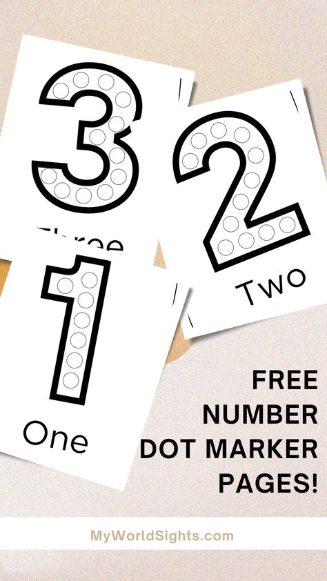 Number 3 Dot Worksheet, Number 2 Dot Sheet, Preschool Numbers Theme, Letter Dot Marker Printables Free, Free Number Recognition Printables, Number 1 Dot Painting, Numeral Recognition Preschool, Free Counting Printables, Dot Dauber Printables Free