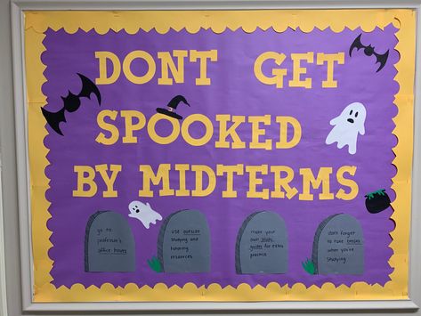 Ghost Ra Bulletin Board, Halloween Bulletin Boards College, Bulletin Board Ideas Funny, October Bulletin Board Ideas College, Halloween Bulletin Boards For College, Halloween Ra Bulletin Boards, October Ra Bulletin Boards, Study Bulletin Board, Ra Bulletin Boards Fall