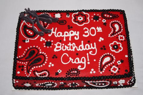 Cowboy Sheet Cake, Red Bandana Cake, Hosting Party Food, 1st Rodeo Cake, Bandana Cake, Country Party Ideas, Western Theme Cakes, Chola Party, Rodeo Cake