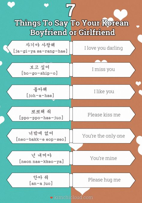 Impress your Korean boyfriend or girlfriend with your language skills using these 7 phrases! Korean Boyfriend, Learn Korean Alphabet, Easy Korean Words, Materi Bahasa Jepang, Learn Hangul, Learn Korea, Korean Writing, Korea Language, Korean Words Learning