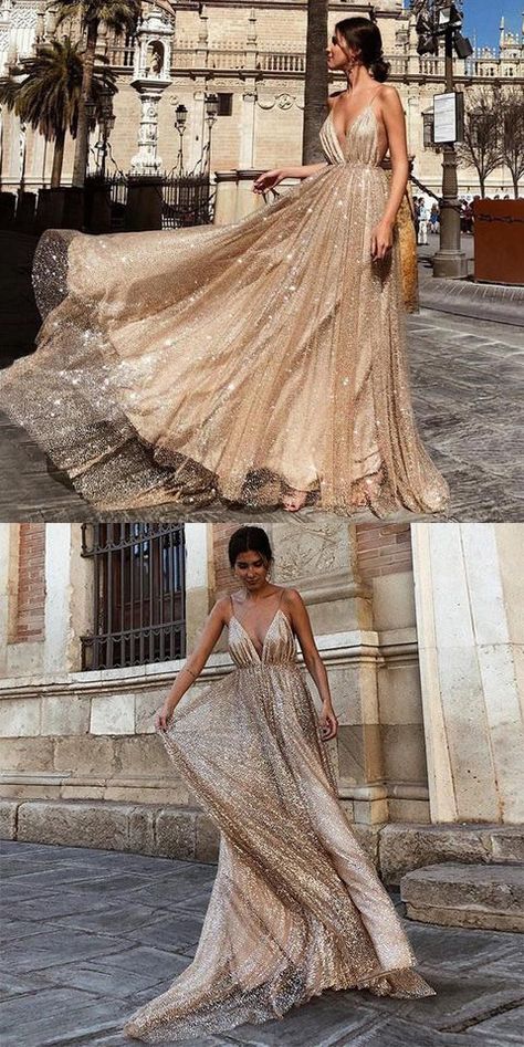 1ef91c212e30e14bf125e9374262401fdesc47879432ri Princess Vibes, Gold Prom, Prom 2020, Gorgeous Prom Dresses, Gold Prom Dresses, Prom Queen, Spaghetti Strap Prom Dress, Best Prom Dresses, Prom Ideas