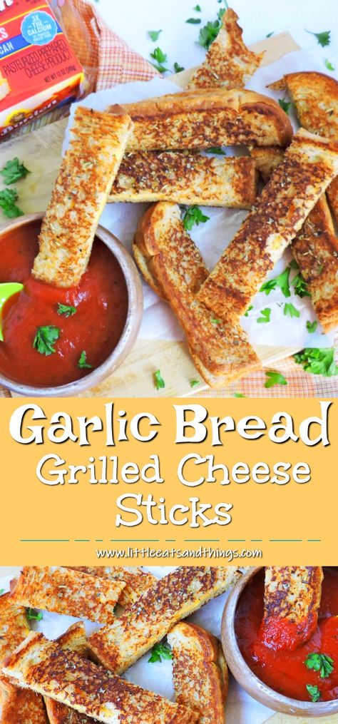 Garlic Bread Grilled Cheese Sticks Grilled Cheese Sides, Garlic Bread Grilled Cheese, Grilled Cheese Bread, Grilled Cheese Sticks, Grilled Cheese Bites, Cheese Bread Sticks, Cheese Twists, Happy Hour Food, Making Grilled Cheese