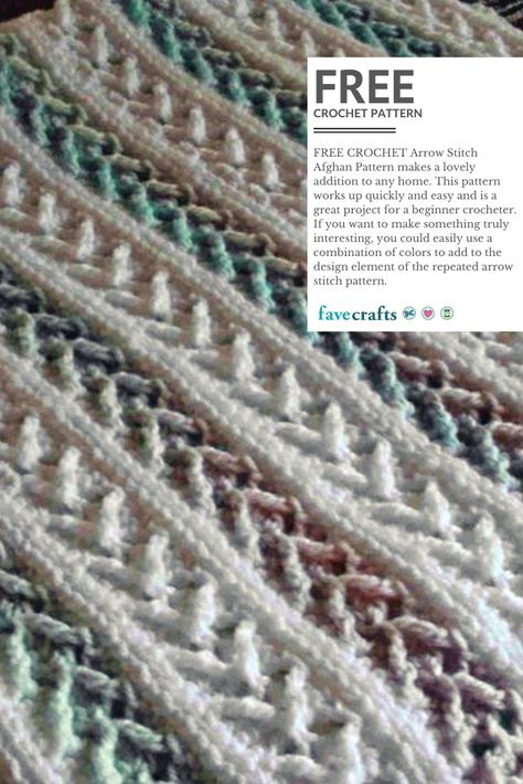 FREE CROCHET Arrow Stitch Afghan Pattern makes a lovely addition to any home. This pattern works up quickly and easy and is a great project for a beginner crocheter. If you want to make something truly interesting, you could easily use a combination of colors to add to the design element of the repeated arrow stitch pattern. Baby Blanket Tunisian Crochet Pattern, Chevron Crochet Blanket Pattern Free Easy, Free Crochet Patterns For Afghans Easy Beautiful, Afghans Crochet Patterns Free, Crochet Patterns Free Blanket Afghans, Free Crochet Patterns For Afghans, Apache Tears Crochet Pattern, Crochet Arrow, Afgan Crochet