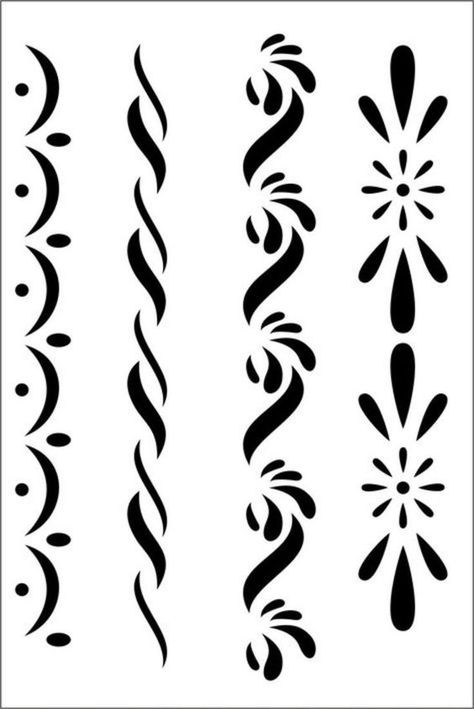 Stencil Patterns Templates, Alpona Design, Armband Tattoos, Idee Cricut, Desain Quilling, Stencils Printables, Floral Border Design, Flower Stencil, Stair Risers