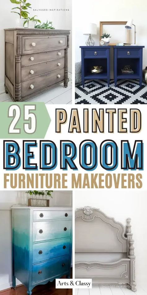 Transform your bedroom with these breathtaking furniture makeovers! Discover 25 painted bedroom furniture ideas that will inspire your next project. How To Paint Bedroom, Painted Bedroom Furniture Ideas, Shabby Chic Nightstand, Bedroom Furniture Inspiration, Furniture Transformation, Painted Bedroom, Armoire Makeover, Paint Bedroom, Bedroom Furniture Ideas