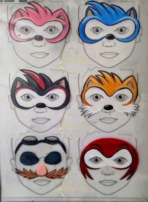 Basic Face Painting For Kids, Sonic Face Paint, Face Paint Disney, Simple Boy Face Paint, Face Painting Superhero, Simple Superhero Face Paint, Easy Facepainting Kids Boys, Face Painting Unicorn, Sonic Face