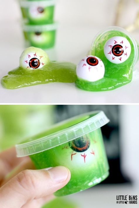 Halloween Slime - Easy Slime Recipe for Kids to Make Halloween Activities For Kids Elementary, Slime Recipe Halloween, Slime Activities, Halloween Slime Recipe, Monster Slime, Slime Halloween, Halloween Stem Activities, Slime Easy, Fall Science