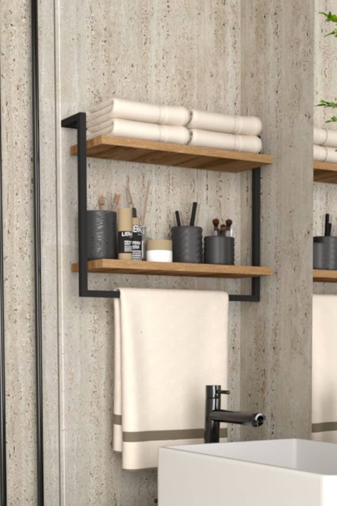 - 【EXTRA STORAGE】 Wall-mounted shelf, an indispensable towel holder for your bathroom, an amazing design for your towels and easy operation that provides extra storage space. - 【METAL STURDY FRAME】 The oven painted metal frame of our shelf makes it extra durable and allows you to get a stylish image at the same time. - 【EASY INSTALLATION】 All fasteners are sent with it. You can easily assemble and mount it on the wall. - 【WONDERFUL DİMENSİONS, METARİALS & WORKMANSHİP】 Our products are designed a Bathroom Standing Shelf Towels, Bathroom Shelf With Towel Bar Modern, Bathroom Wall Towel Shelves, Hand Towels Bathroom Shelf, Bathroom Shelves For Towels Farmhouse, Bathroom Towel Storage Towels, Shelves Bathroom Towels, Wall Shelf Towel Bar, Bathroom Towel Storage Wall Shelves Copper